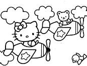 coloriage hello kitty en avion